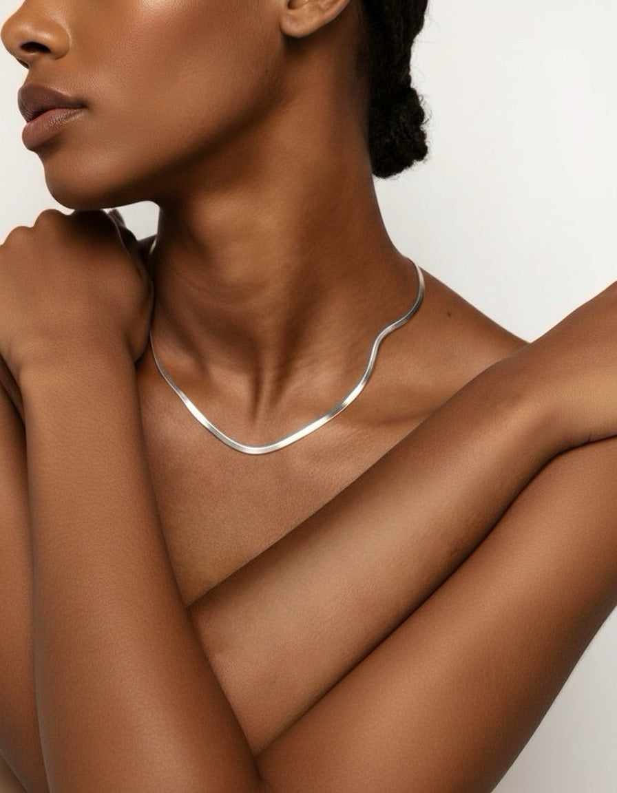 Neve Snake Chain Necklace – Silver