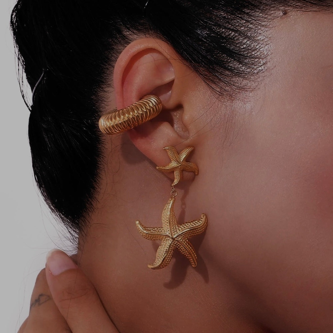zaya collective starfish earrings 18k gold filled seaside bold earrings
