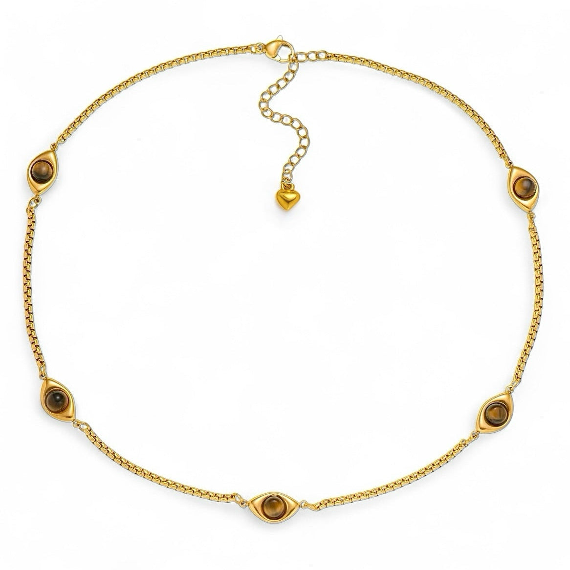 ZAYA COLLECTIVE - Solena Tigers Eye Necklace, Gold Choker 