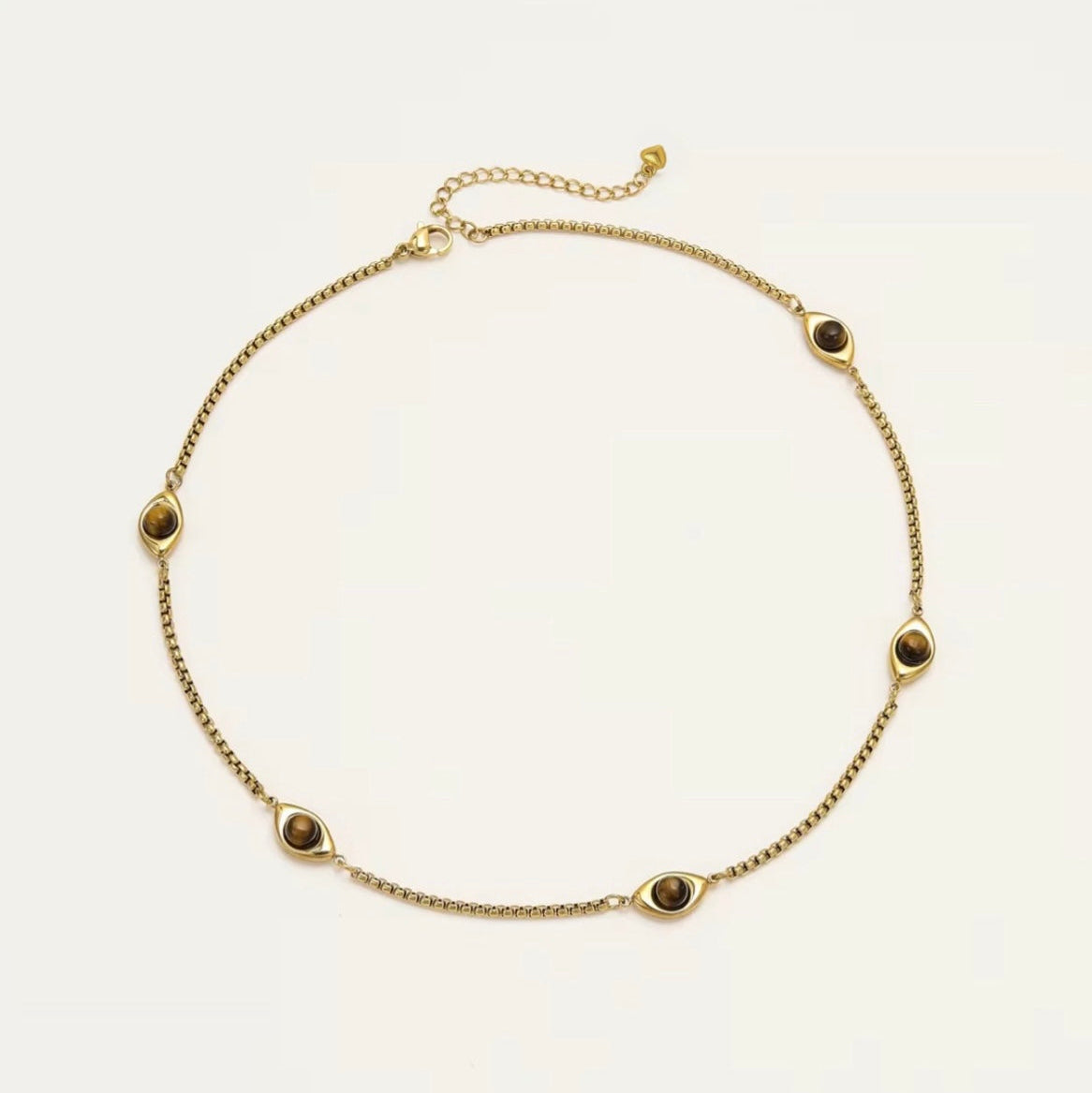 ZAYA COLLECTIVE - Solena Tigers Eye Necklace, Gold Choker 