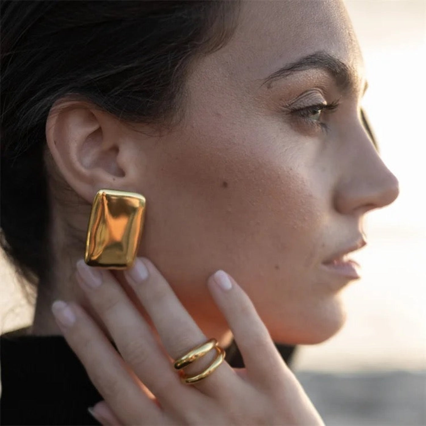 Zaya Collective bold 18k gold earrings