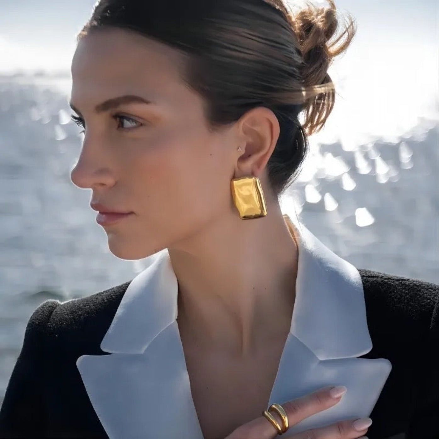 Zaya Collective bold 18k gold earrings
