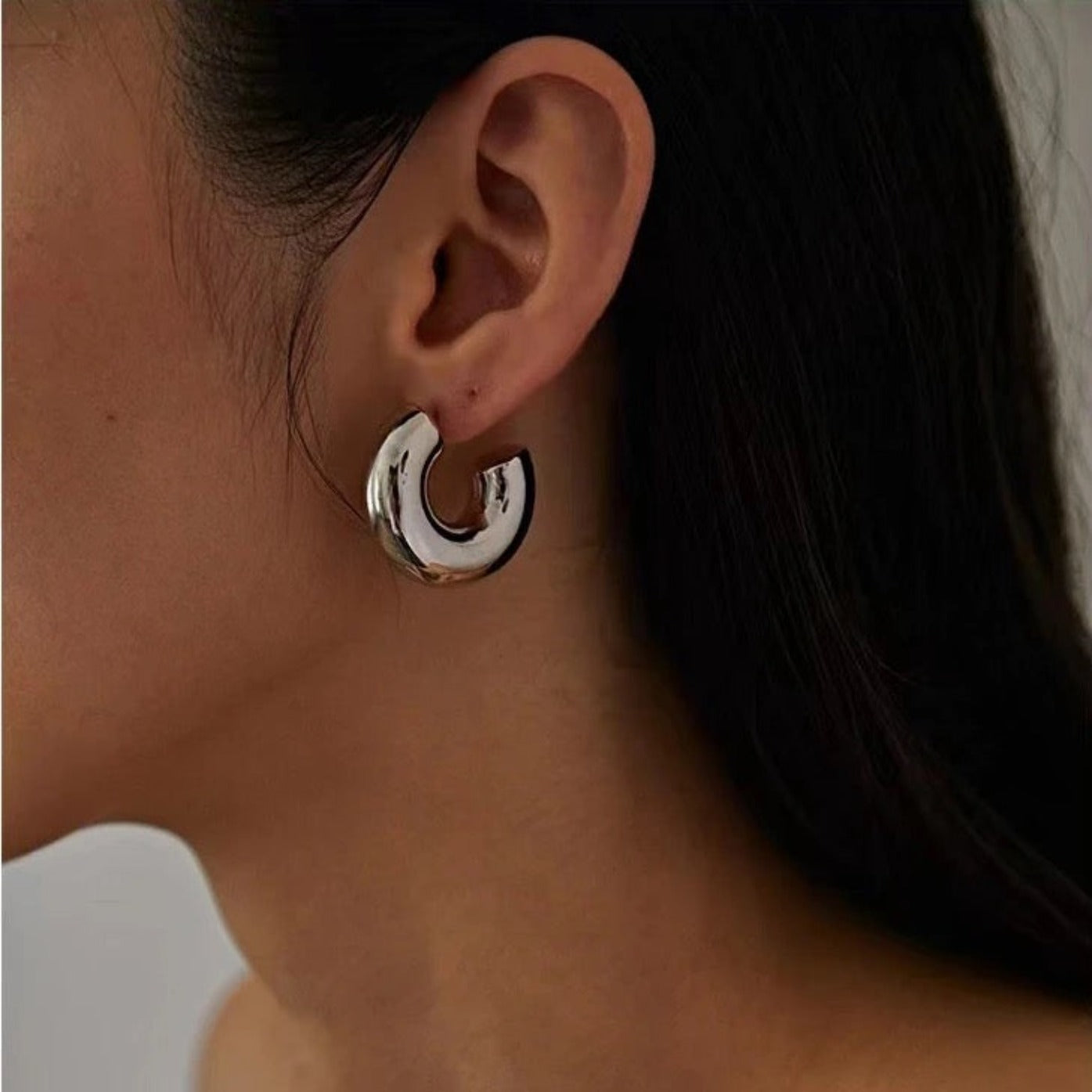 bold silver hoop earrings noah the label