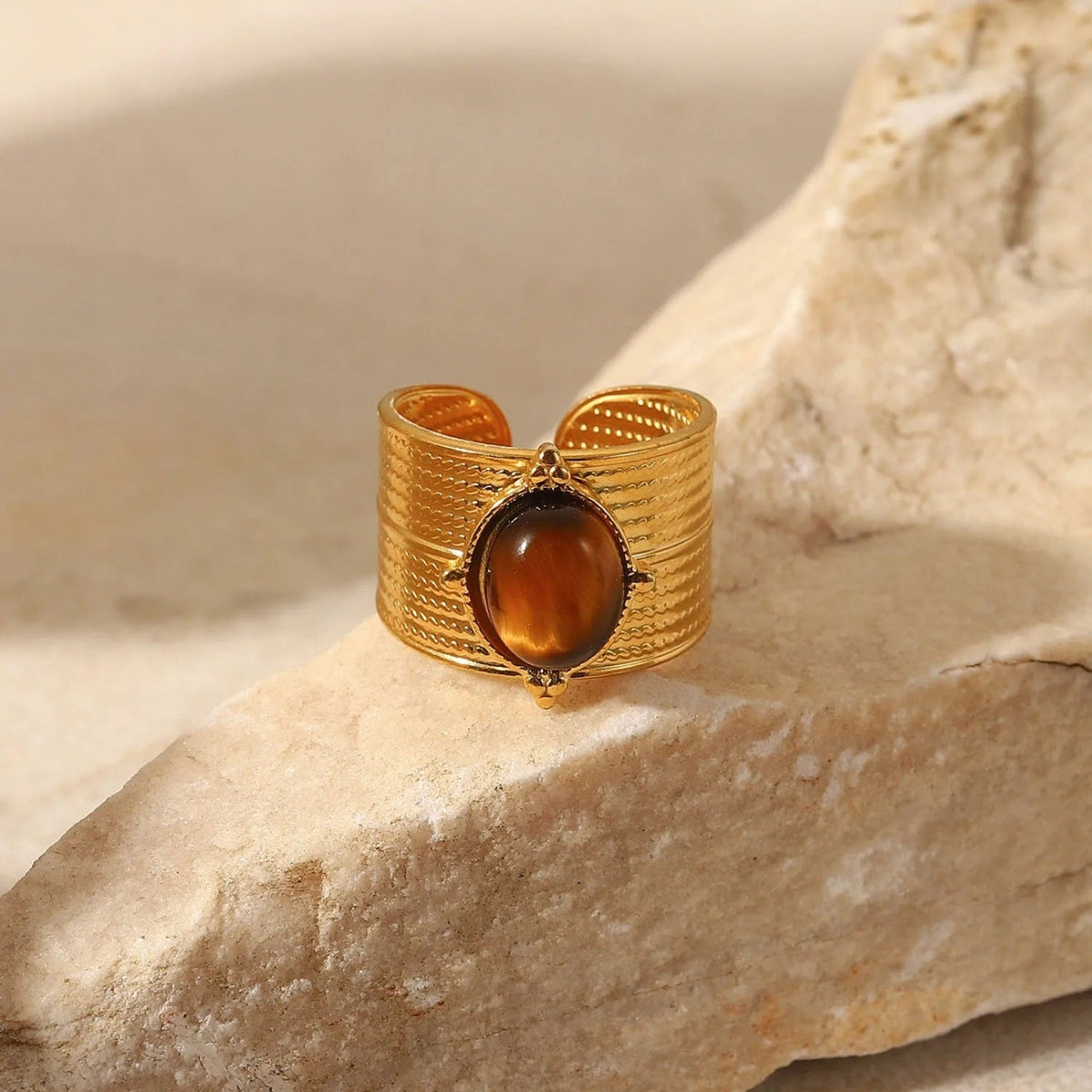 18k gold plated tiger eye ring noah the lable may-i reliquia 