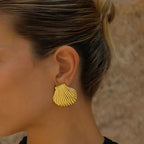 18k gold plated shell earrings auruem noah the label cendre