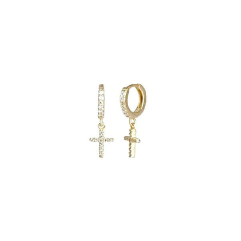 mini 18k gold plated cross earrings