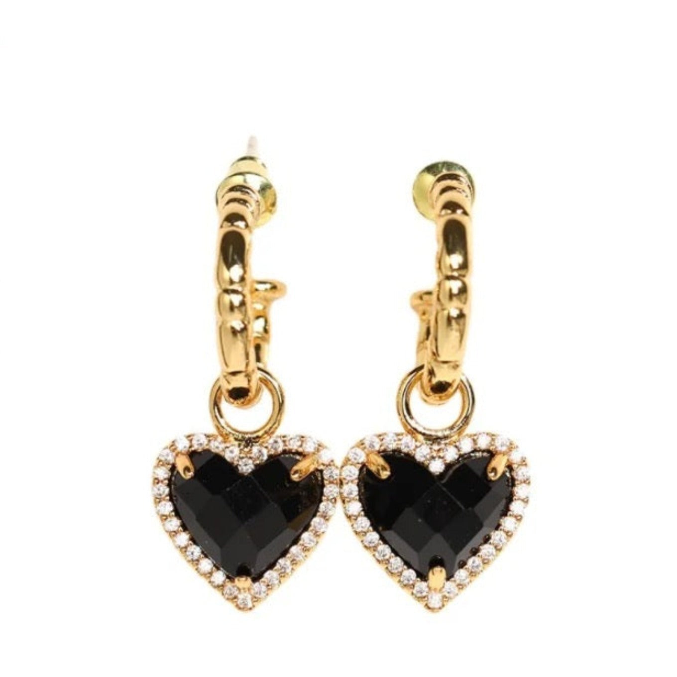 black heart 18k gold plated earrings may-i reliquia fandh frankly my dear