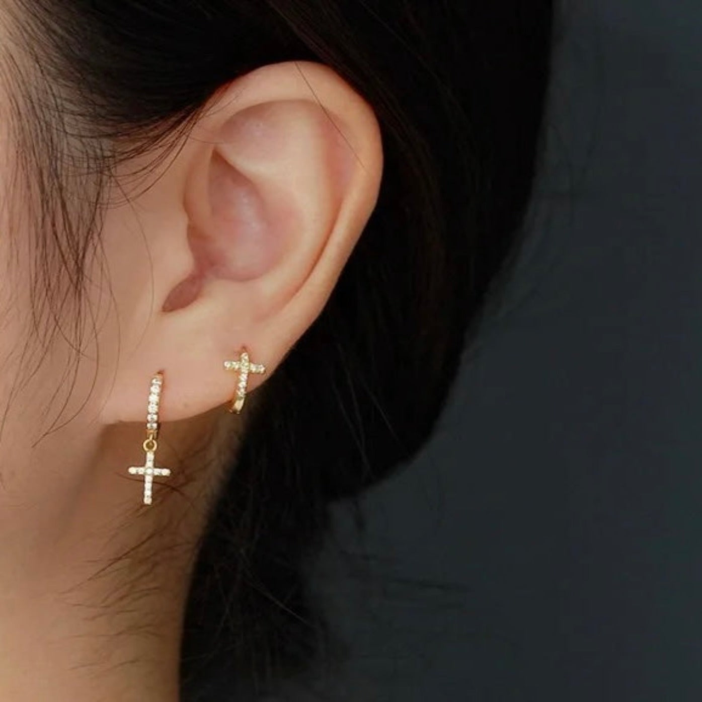 Mini sales cross earrings