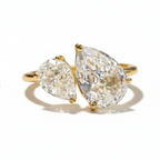 Gold-plated sterling silver ring with dual pear-cut luminous stones - Zaya collective