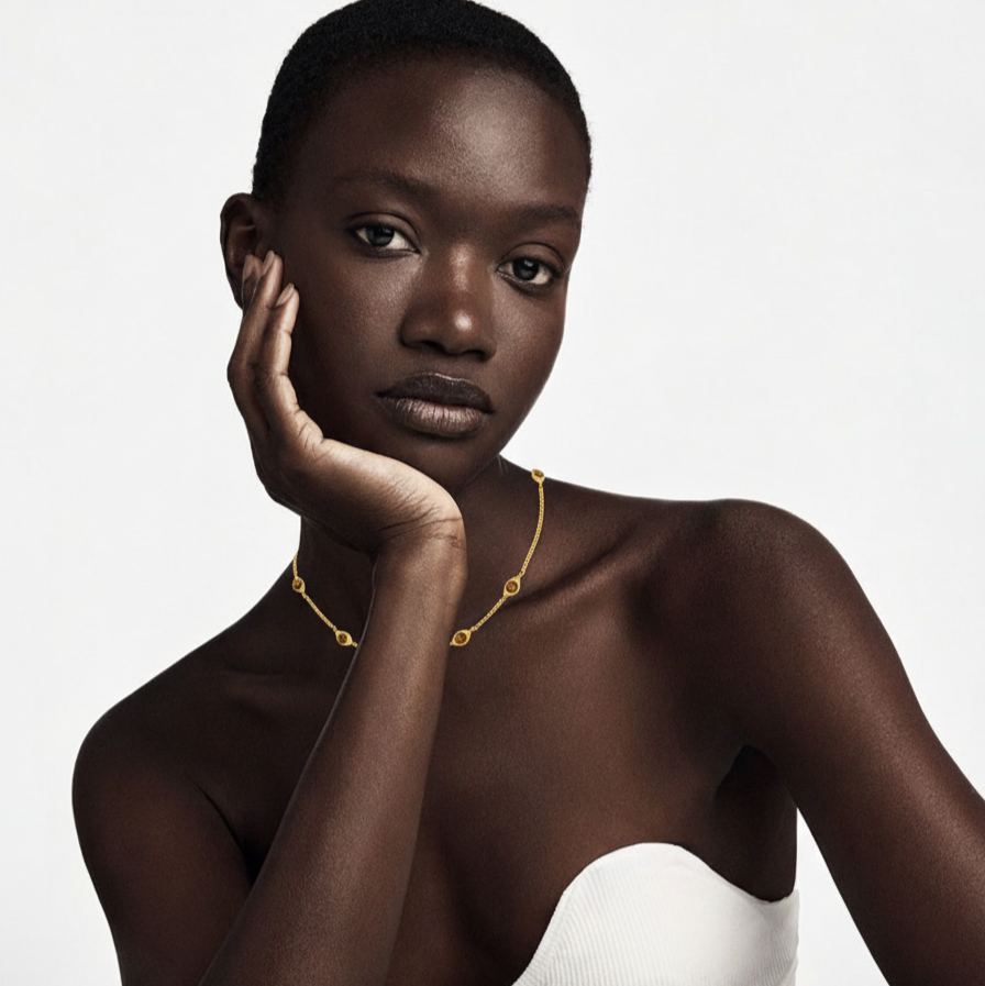 ZAYA COLLECTIVE - Solena Tigers Eye Necklace, Gold Choker 